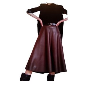 Banana Republic Chocolate A-Line Leather Skirt